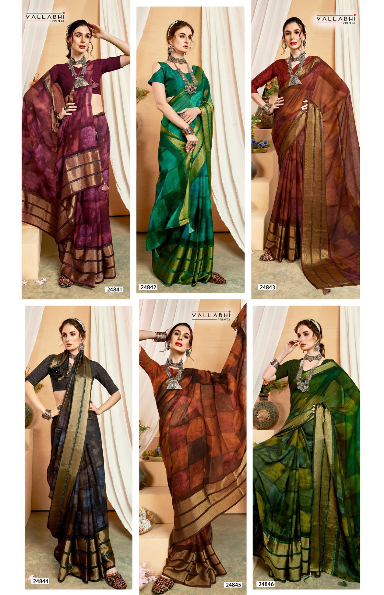 Waterfall Vol 12 By Vallabhi Printed Designer Chiffon Sarees Wholesale Shop In Surat